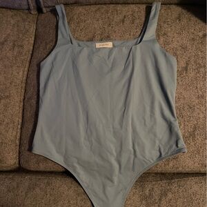 Babaton Light Blue Scoop-Neck Bodysuit